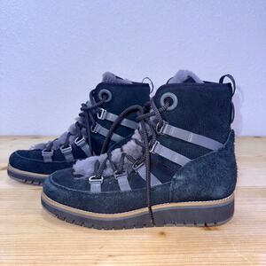 Cole Haan ZeroGrand Shearling Lined‎ Suede Boots Black Women's 7.5B